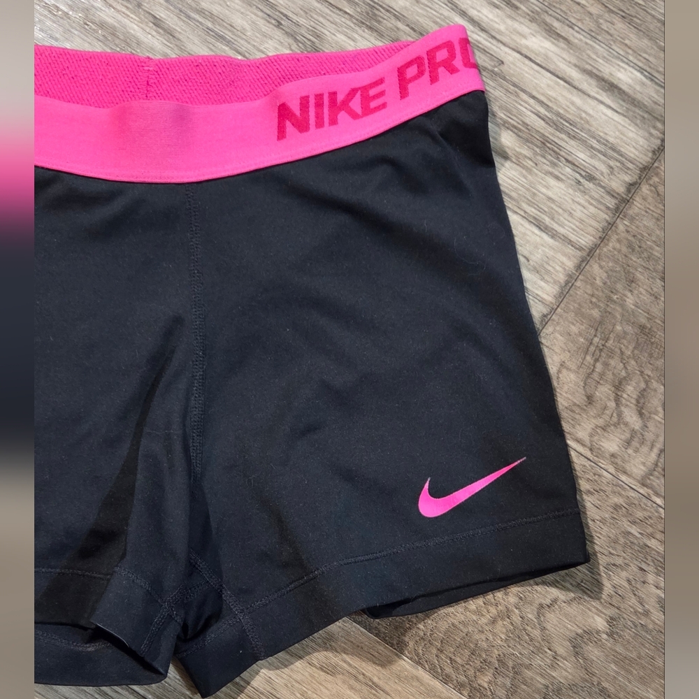 Nike Pro Dri-Fit Black Shorts with Pink Accents